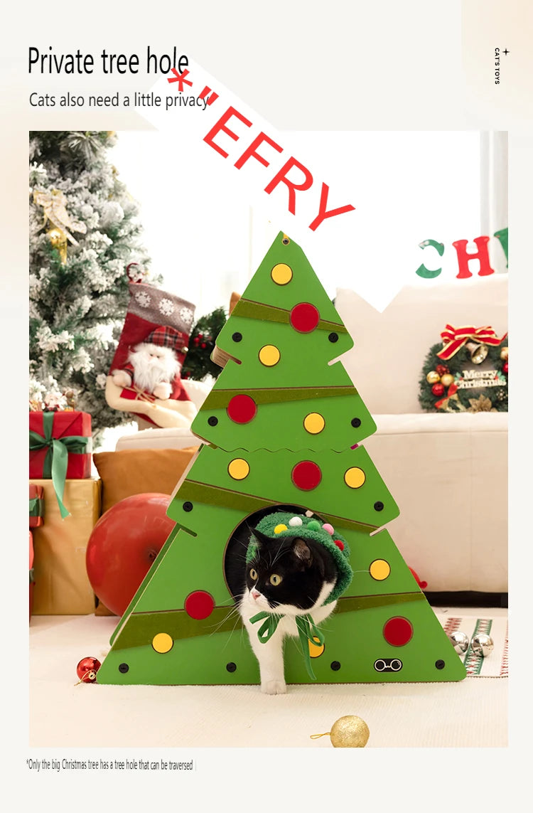 Petree Home Furniture Cat Tree & Scratcher Christmas Cat Scratching Board with Corrugated Paper & Sisal Climbing Frame Pet Toy