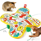 Interactive Cat Toy Automatic Cat Toys for Indoor Cats Hide Seek Cat Toy with Motion Activated Moving Feather USB Rechargeable