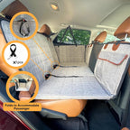 Backseat Extender for Dogs Waterproof Hard Bottom Dog Car Seat Cover with Door Covers Seat Extender with Mesh Window and Storage