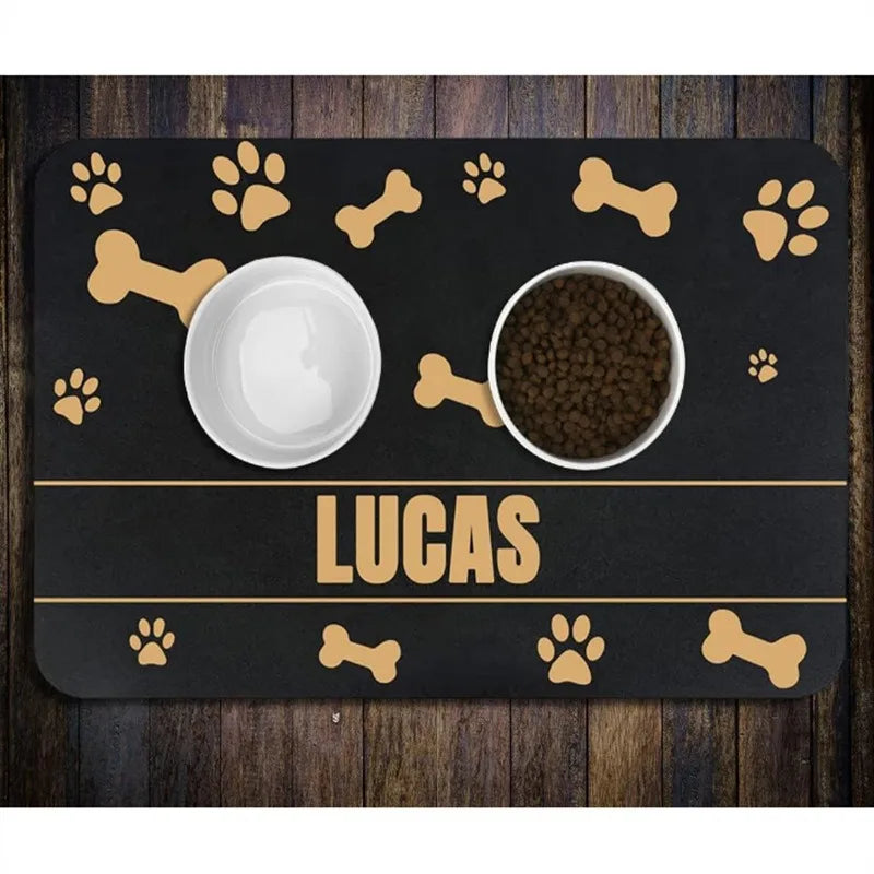 Non Slip Silicone Pet Food Mat Rapid Absorbent Dog Cat Square Bone Shaped Feeding Mat