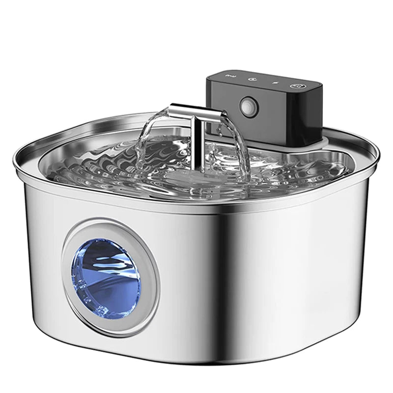 3.2L Automatic Cat Water Fountain USB Rechargeable 4000mah Battery Dual Power Wireless Pet Fountain Stainless Steel