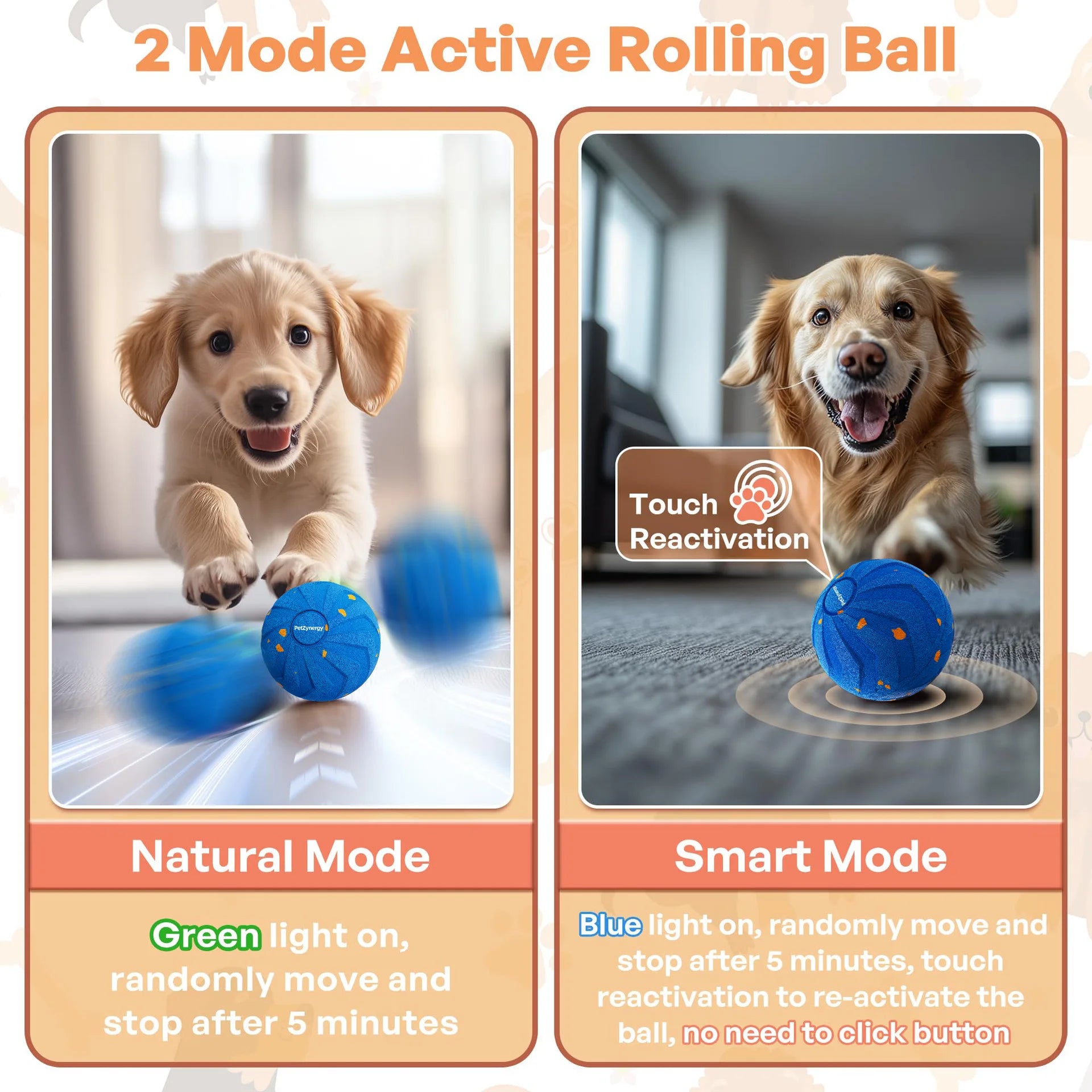 2026 New Interactive Dog Ball Rolls Randomly USB Rechargeable Automatically Rotate and Move Targets Suitable for All Dog Breed