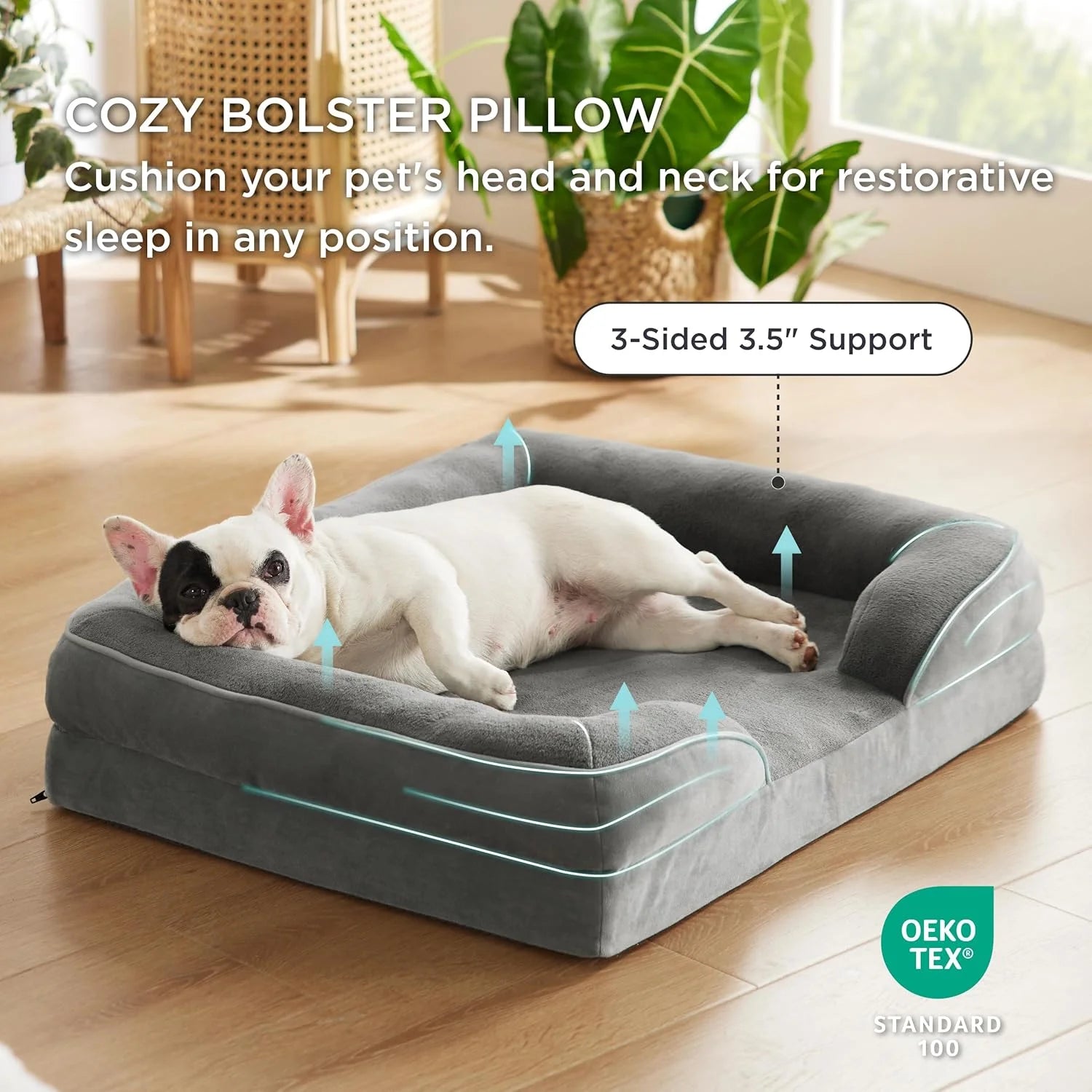Customized LOGO Orthopedic Dog Bed for Medium Dogs Waterproof Sofa Bed Foam Pet Couch Removable Washable Cover Waterproof Lining