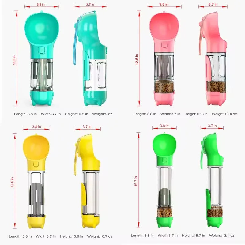 Portable Eco-Friendly Plastic Dog Travel Water Bottle with Food Container and Storage Cups-Wholesale Dropshipping