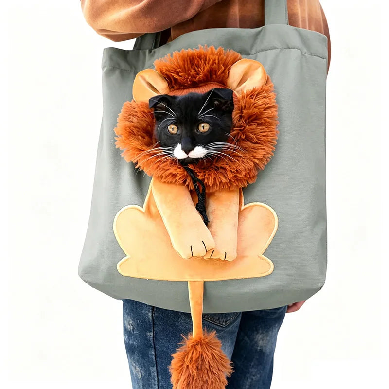 Lion Shape Cat Carrier Bags Adjustable Zipper Outdoor Pet Shoulder Bags Puppy Slings Bag Canvas Tote Pouch Cat Products