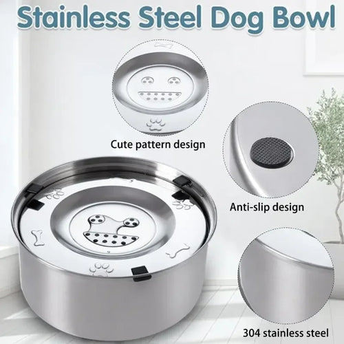 1/3L Stainless Steel Dog Floating Bowl No Spill Anti-Splash Dog Water Dispenser Non-Slip Dog Cat Pet Water Feeder Bowl Pet Bowls