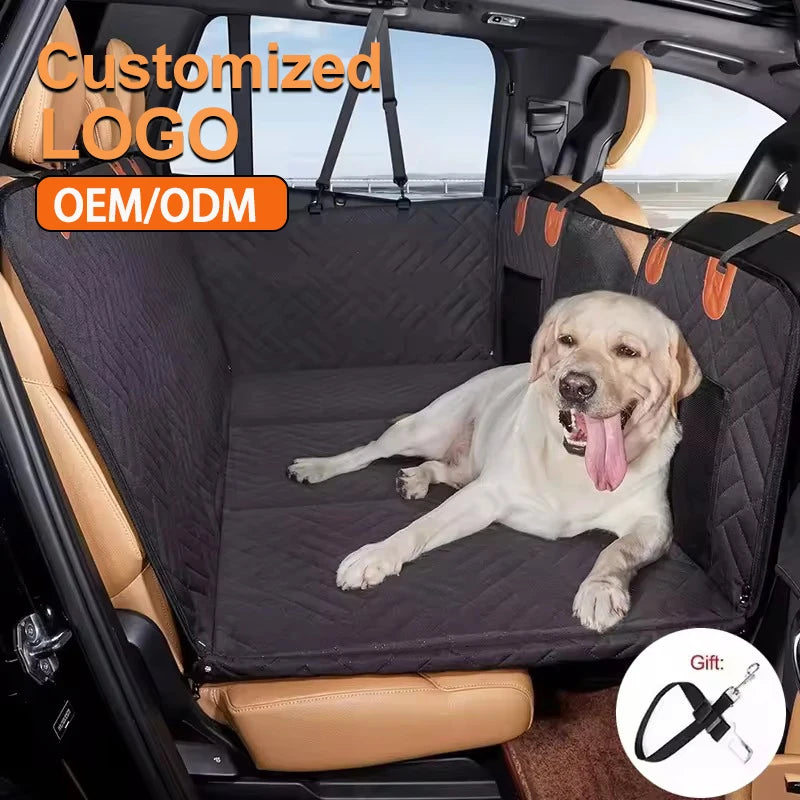 Extended Dog Car Seat Cover for Back Seat Extra Larger with Safety Belt Hard Bottom Car Back Seat Extender Dogs Fit for All Cars