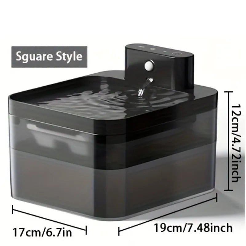 3pcs Filters Square Wireless Cat Water Fountain 74oz/2.2L Pet Water Fountain 2000mah Battery Automatic Cat Water Dispenser