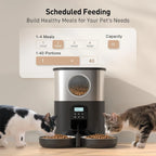 5L Automatic Cat Feeders for Two Cats Stainless Steel 2 Bowls Pet Feeder for Cats Dogs Timed Cat Feeder Pet Dry Food Dispenser