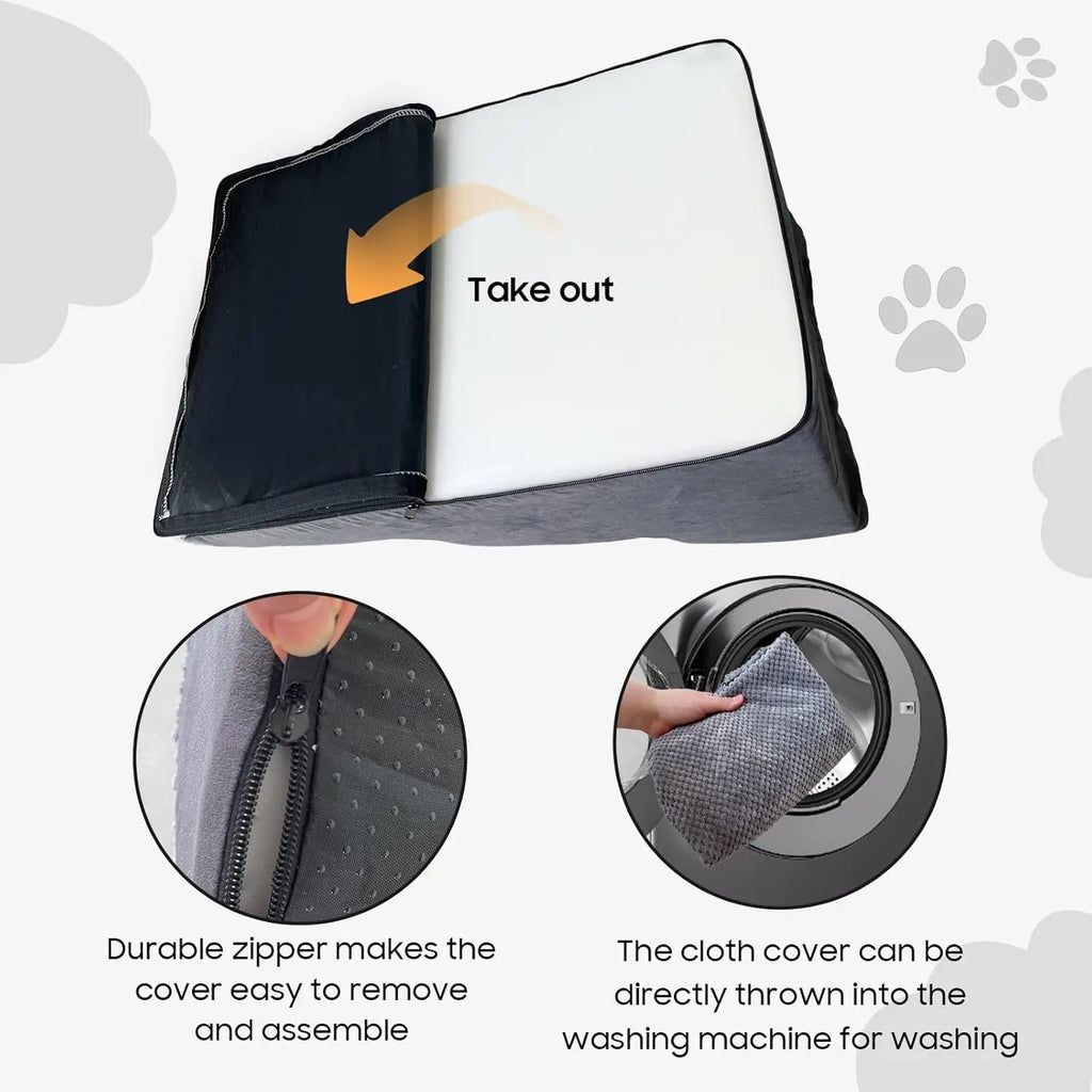 Custom Pet Stairs for Small Dogs and Cats Comfortable Curved Design with Waterproof Cover High-Density Foam Steps for Bed Sofa