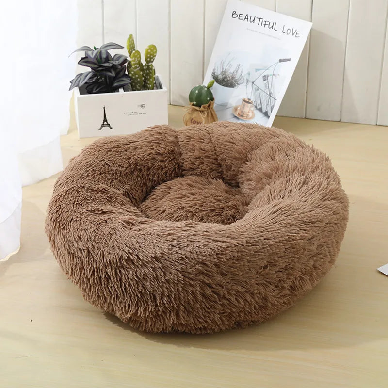 100CM Eco-Friendly Breathable Solid Plush Dog Bed with PP Cotton Material Round Design for Dogs