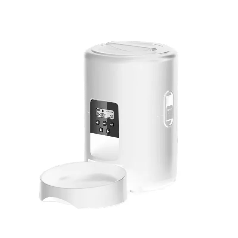 2L Durable Plastic Automatic Dog Feeder with LCD Display Portable Easy to Clean Button Control Smart Cat Feeder