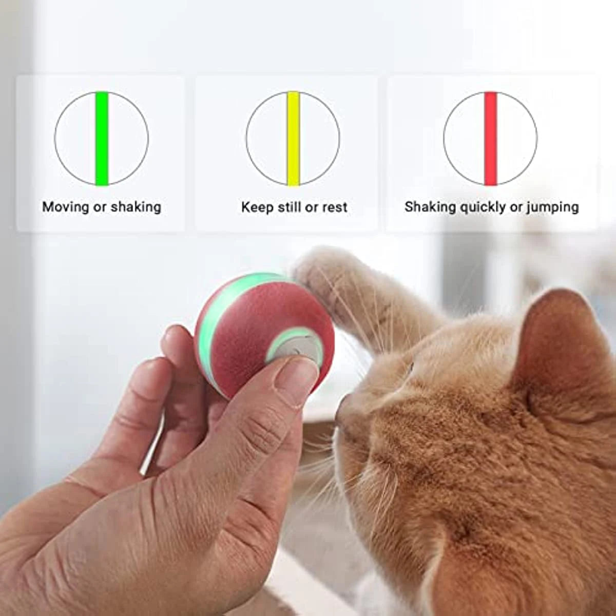 Smart Interactive Cat Toys Automatic Moving Bouncing Rolling Ball for Indoor Kitten Cat Pet Ball with Lights and Bell Pet Toys