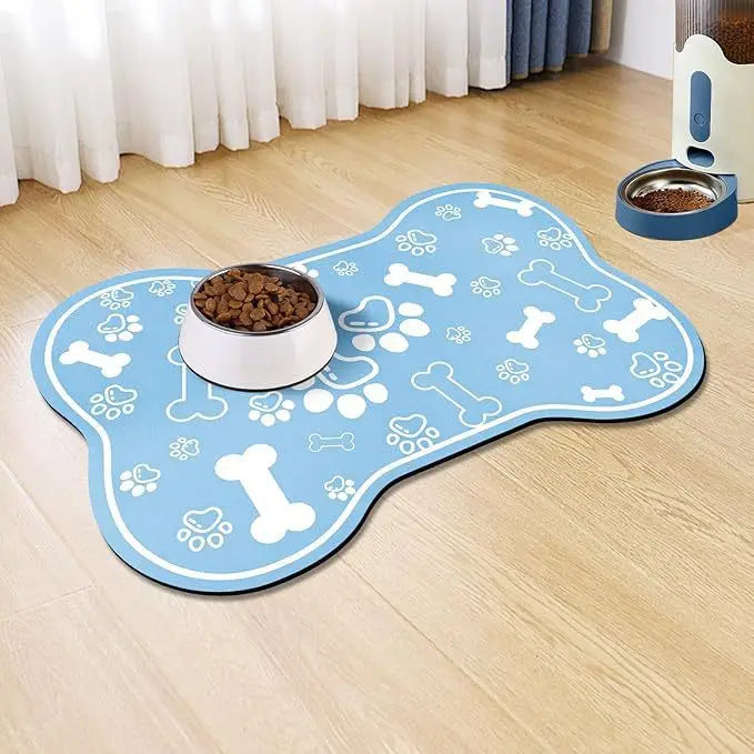 Non Slip Silicone Pet Food Mat Rapid Absorbent Dog Cat Square Bone Shaped Feeding Mat