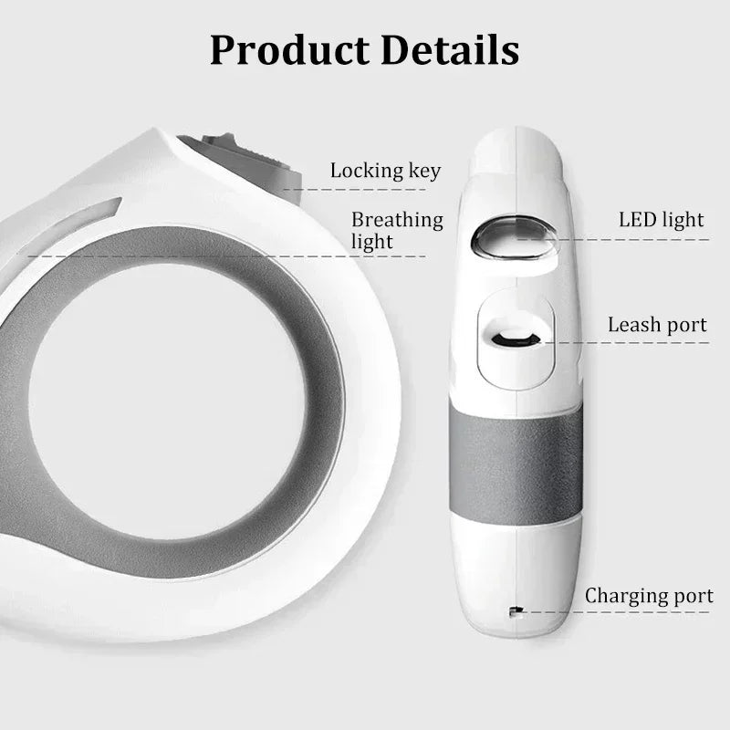 3m Luminous LED Dog Leash Automatic Retractable Nylon Pet Lead Extension Puppy Walking Running Lead Roulette for Dogs