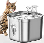 2.5L OEM Stainless Steel Automatic Pet Water Fountain for Cat Water Dispenser with Diamond Shape Water Level Window Cat Products