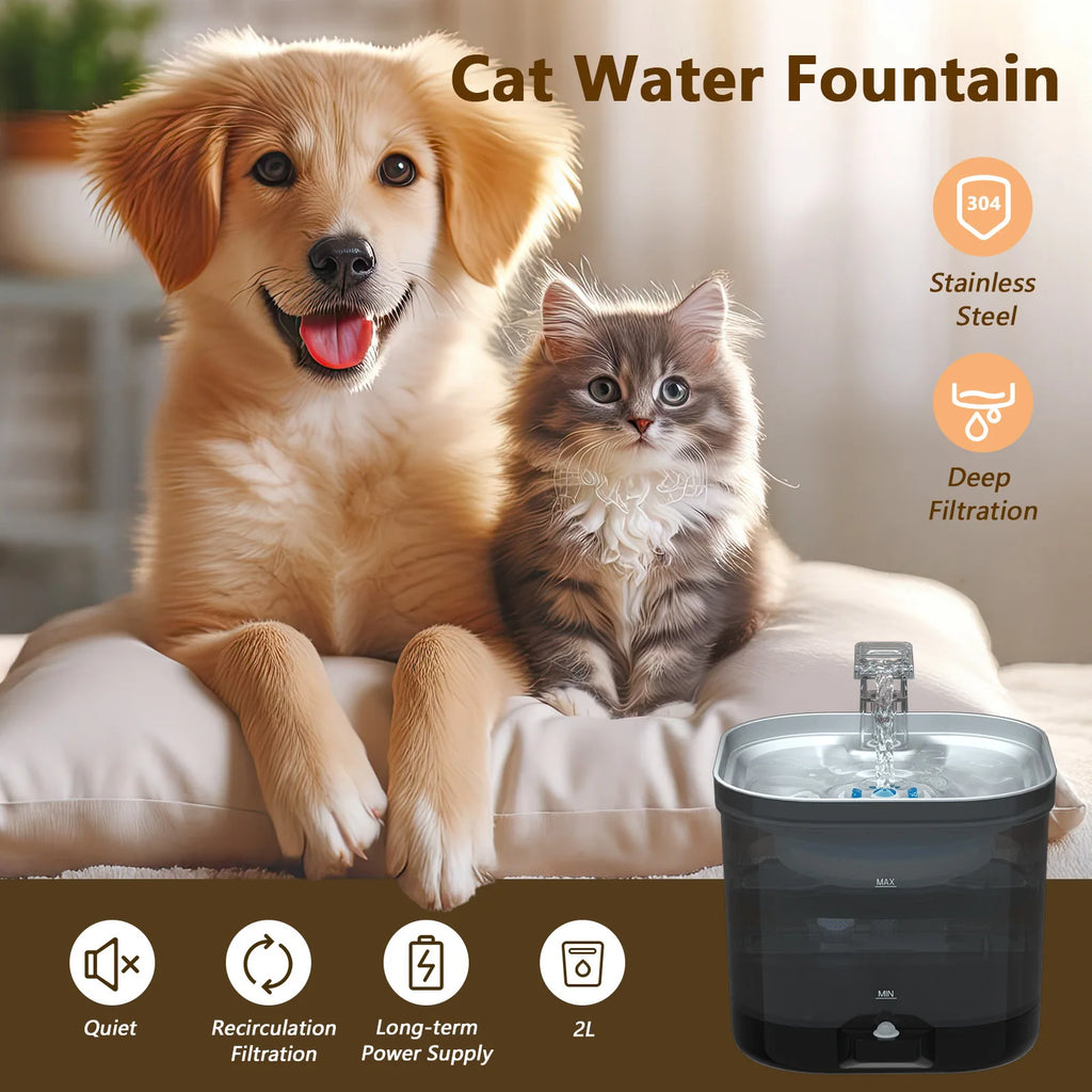 ODM OEM 2L 5000mah Wireless Pet Water Dispenser Automatic Circulation Smart Cat Fountain Custom Dog Water Fountain Pet Supplies