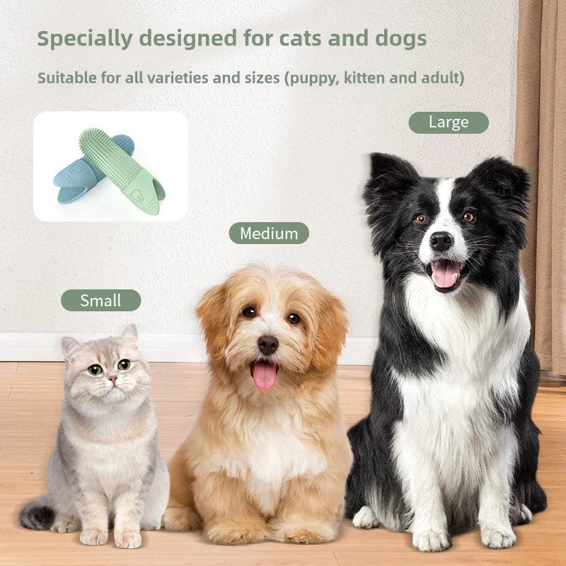 Dog Toothbrush 360 Degree Cleaning Finger Toothbrush for Dogs Food Grade Silicone Dog Finger Toothbrush for Cats Dental Care