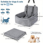 Custom Deluxe Portable Dog Car Seat Travel Carrier Breathable Fabric Travel Booster Seat with Safety Strap for Small Medium Dogs