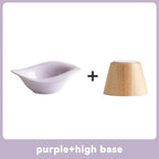 Raised Tilted Cat Food Water Bowl Pet Dog Elevated Drinking Eating Bowls with Wooden Stand Puppy Kitten Feeding Ceramic Cat Bowl