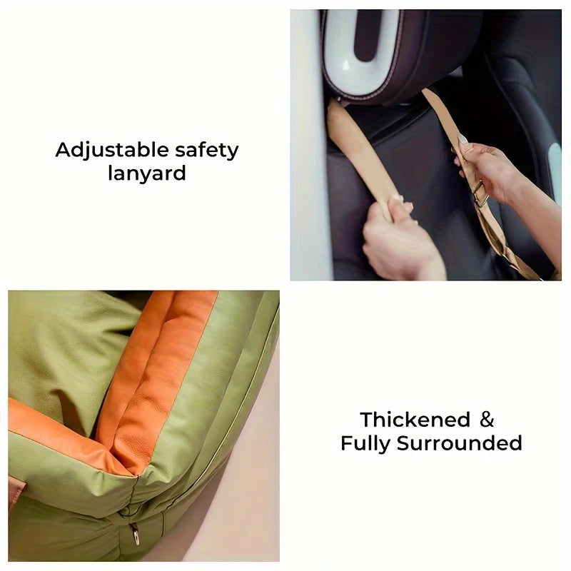 OEM Logo Luxury Rectangle Car Seat Booster Bed for Large Dogs Removable Washable Sponge Non-Slip Safety Design Summer Winter Use