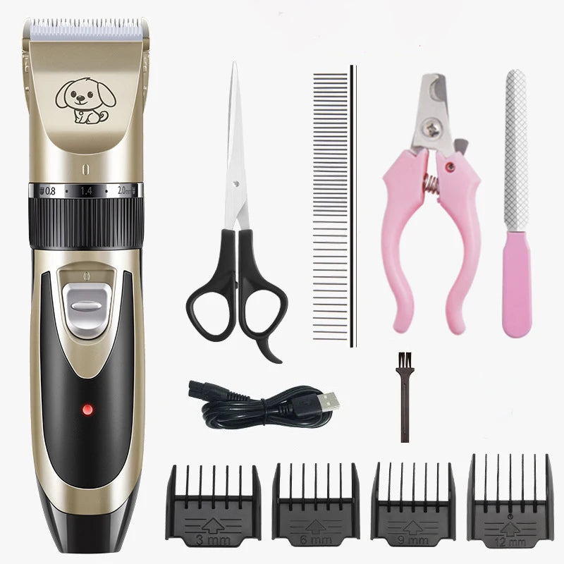 Electronic Pet Hair Trimmer Rechargeable Low-noise Dog Cat Haircut Kit Puppy Blade Cutter Machine Pet Grooming Shaver Scissor