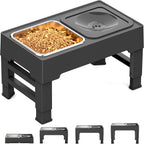 Elevated Slow Feeder Dog Bowls Raised Stand with Non Spill Dog Water Bowl Adjustable Dog Food Bowl