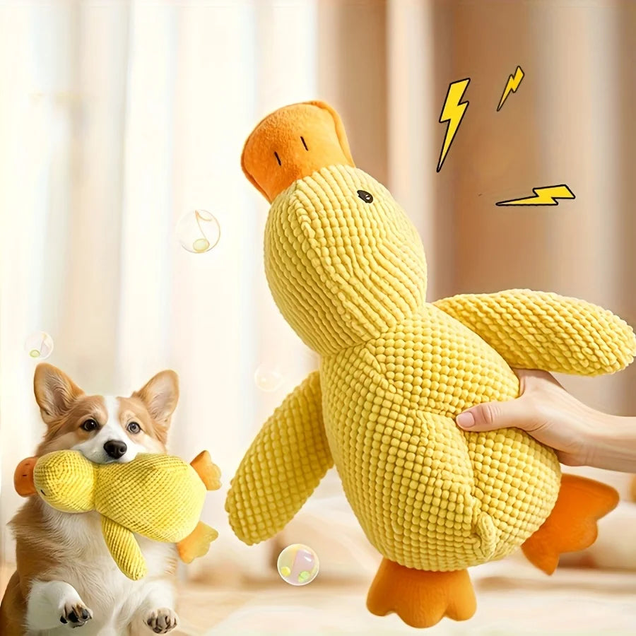 Plush Duck Shape Dog Squeaky Toy Bite-Resistant Soft Chew Toy for Medium to Small Breeds with Interactive Sound Dog Training Toy