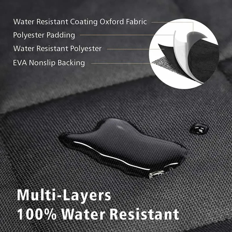 Custom Oxford Waterproof SUV Trunk Protection Mat & Rear Seat Cover with Plaid Pattern for Dogs