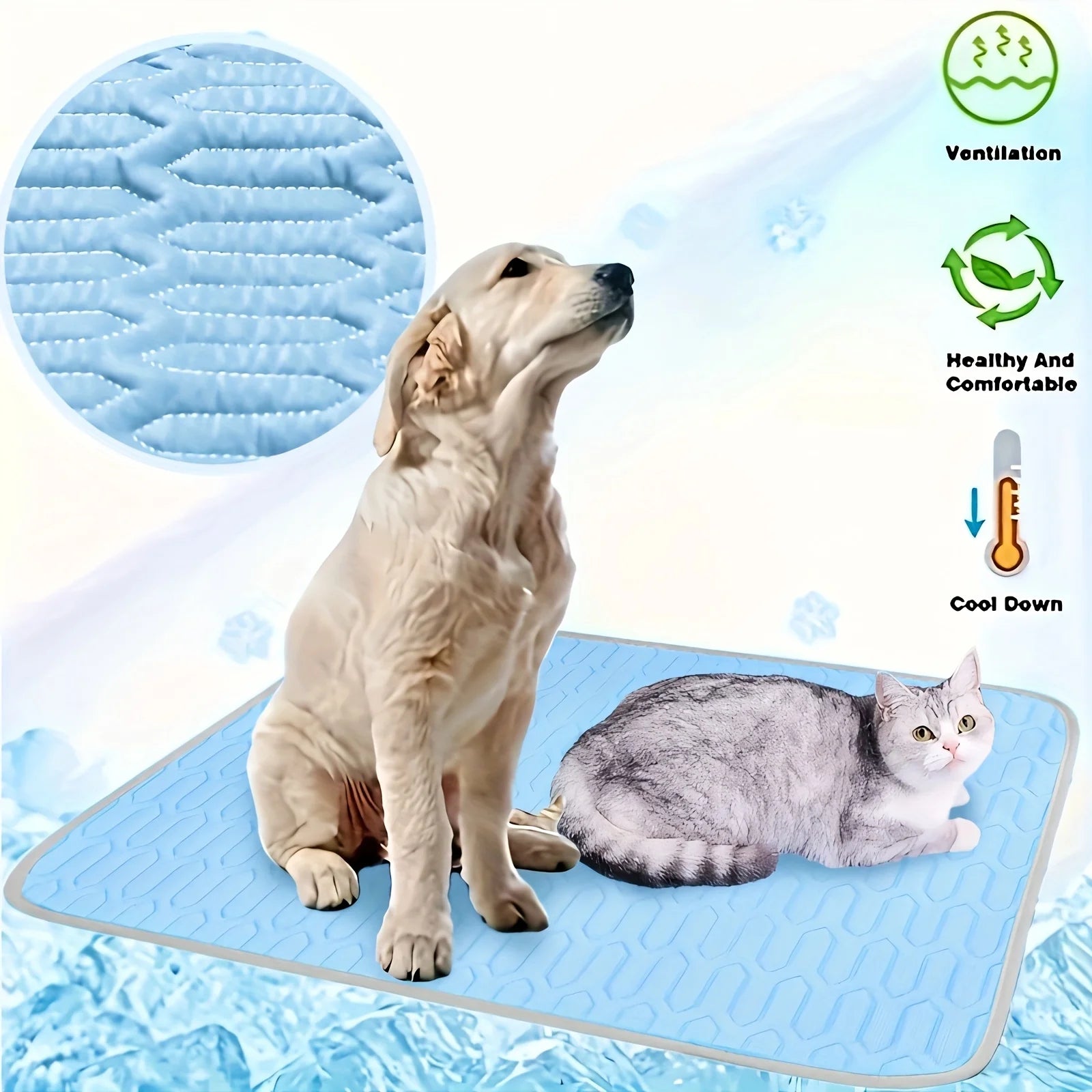Modern Soft Summer Pet Cooling Mat & Sleeping Pad for Dogs & Cats Sweat-Absorbent Surface Lightweight