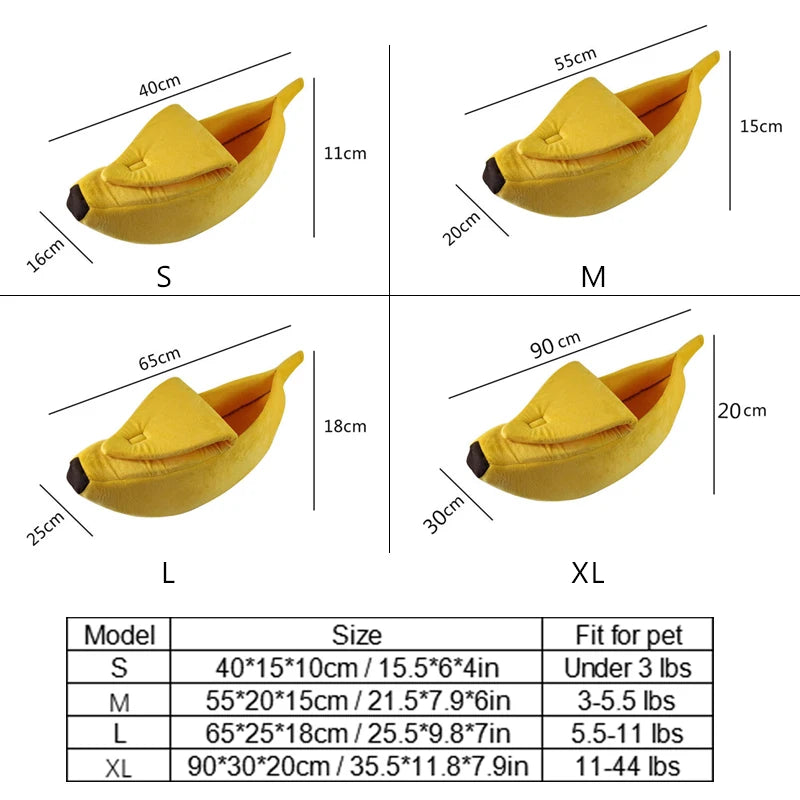 Banana Shape Cat Bed House Mat Warm Durable Portable Winter Coral Fleece Removable Cover Cat Supplies