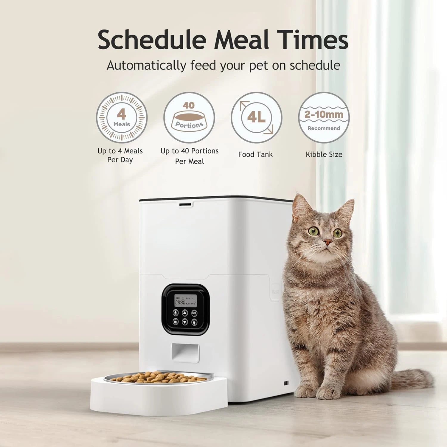 4L Automatic Dog Feeders Timed Button/APP Control Smart Pet Feeder for Cat Dogs with Voice Recorder Dog Dry Food Dispenser