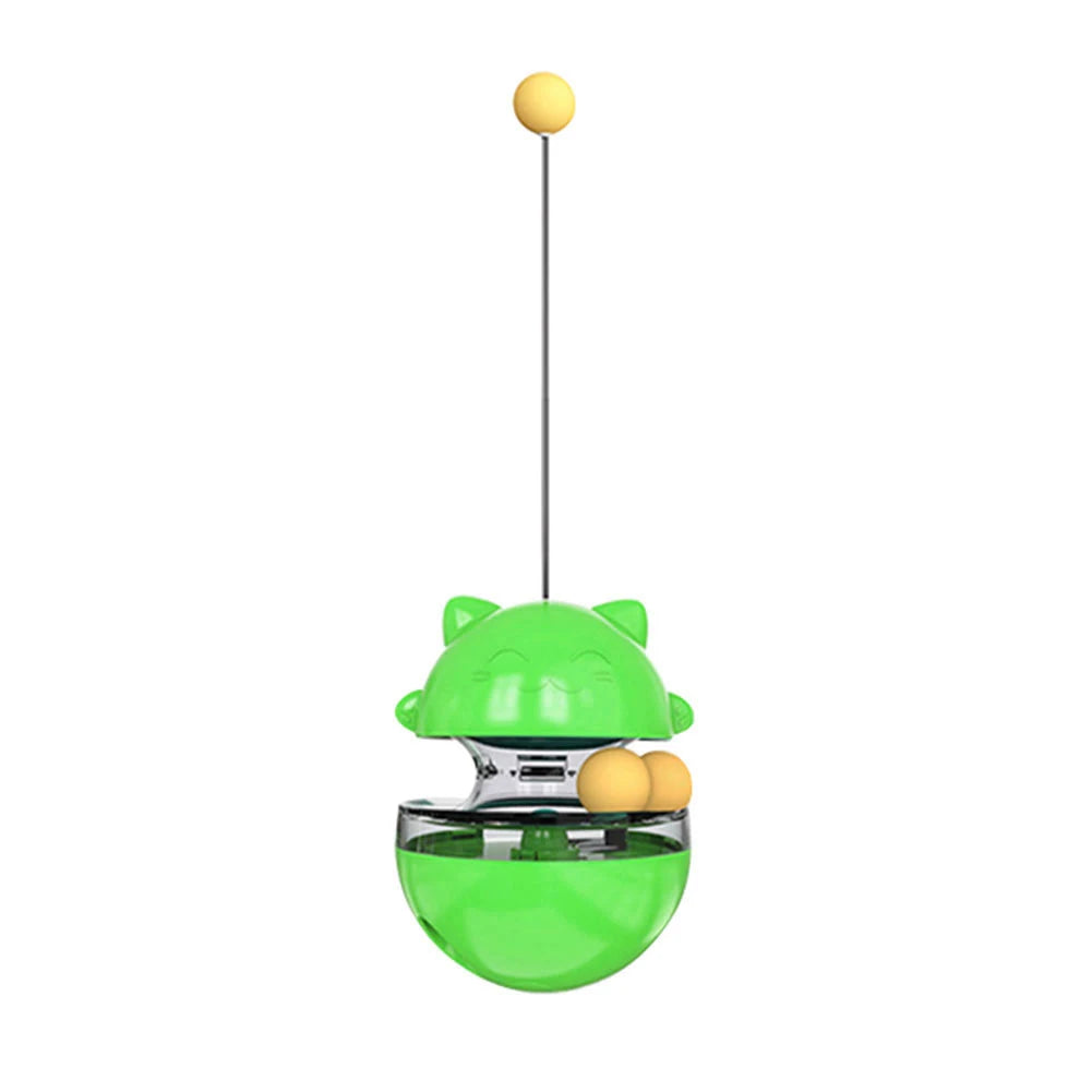Eco-Friendly Plastic Cat Teaser Stick Slow Feeder Ball Funny Tumbler Food Dispenser for Kitten Pets Supplies