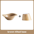 Raised Tilted Cat Food Water Bowl Pet Dog Elevated Drinking Eating Bowls with Wooden Stand Puppy Kitten Feeding Ceramic Cat Bowl