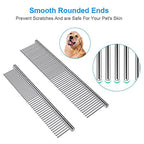 Dog Combs Pet Stainless Steel Teeth Cat Comb Remove Tangles Knots Professional Grooming Tool for Long and Short Haired Dog Brush
