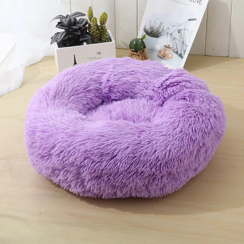 100CM Eco-Friendly Breathable Solid Plush Dog Bed with PP Cotton Material Round Design for Dogs