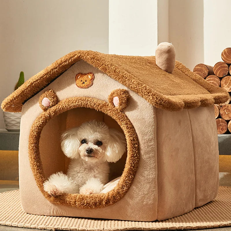 Cozy Warm Cat Bed House Contemporary Sponge Cat House Removable and Washable Pet Cave Soft Comfortable Dog Nest Shelter