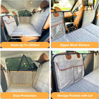 Backseat Extender for Dogs Waterproof Hard Bottom Dog Car Seat Cover with Door Covers Seat Extender with Mesh Window and Storage