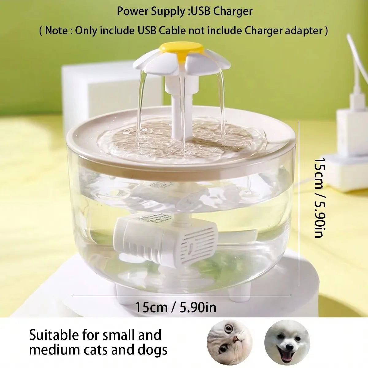 1L Mini Constant Temperature Heating USB Wood Texture Automatic Cat Water Fountain Pet Water Dispenser