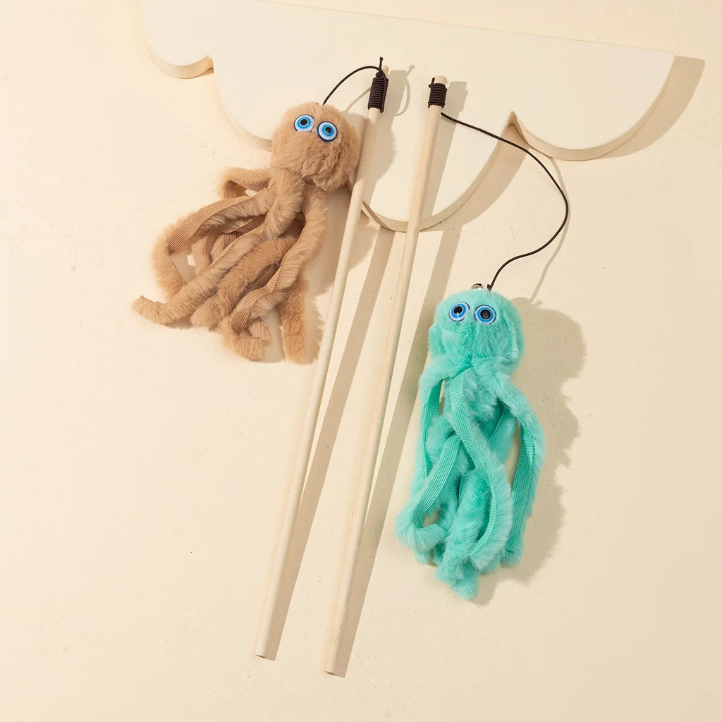 Kitten Play Interactive Cat Toys Cat Teaser Wand Fun Pet Plush Octopus Pole Cute Fun Toys Cat Supplies