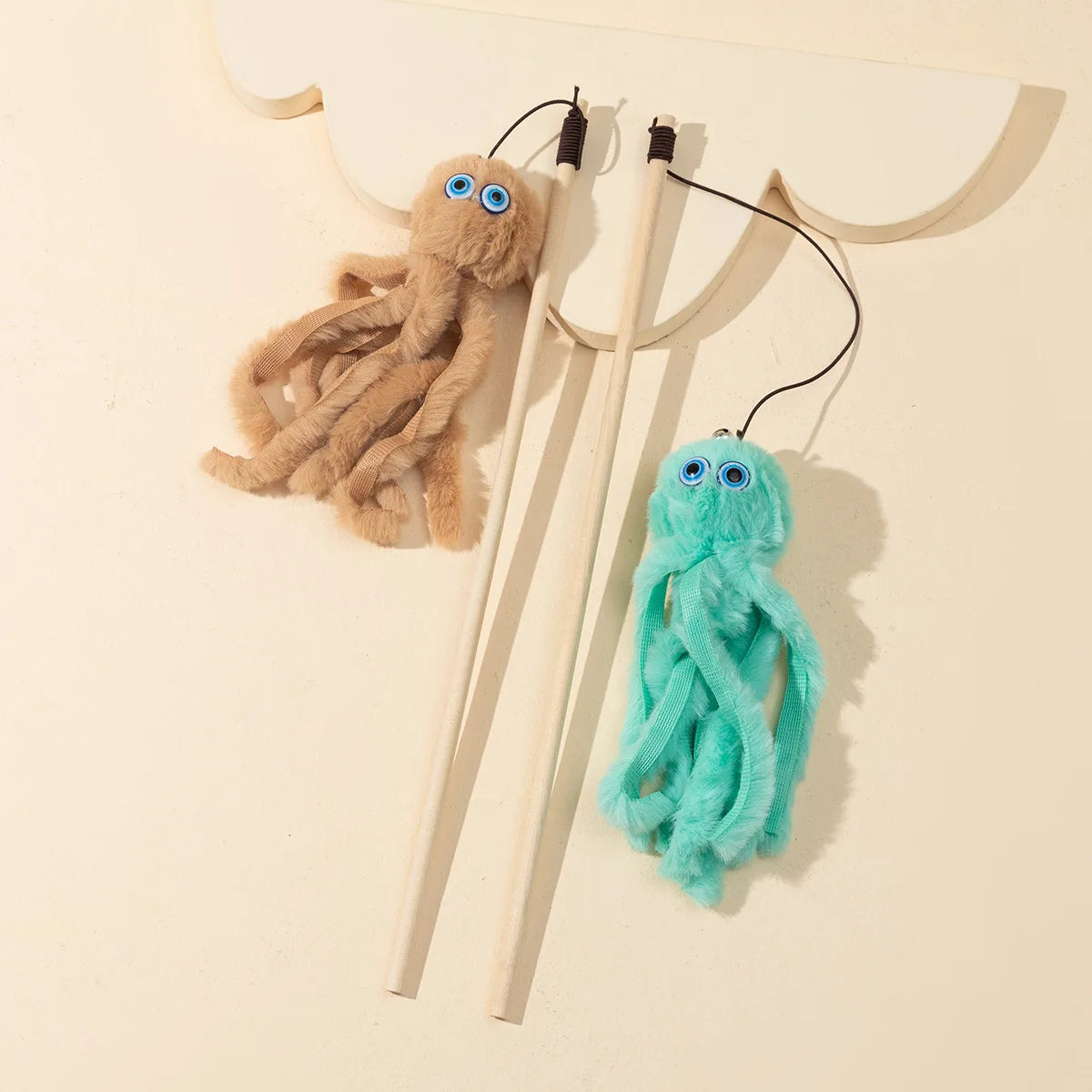 Kitten Play Interactive Cat Toys Cat Teaser Wand Fun Pet Plush Octopus Pole Cute Fun Toys Cat Supplies