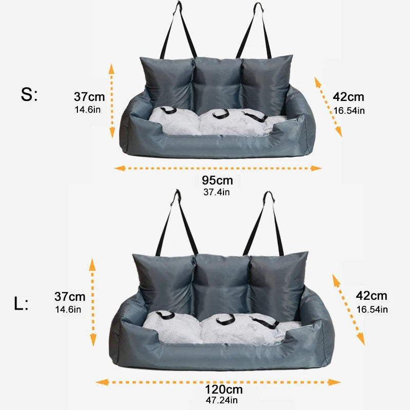 Travel Bolster Safety Large Dog Car Seat Bed for Cat Luxury Dog Beds Pet Backseat Cover Pet Beds Pet Seat Designer Dog Products