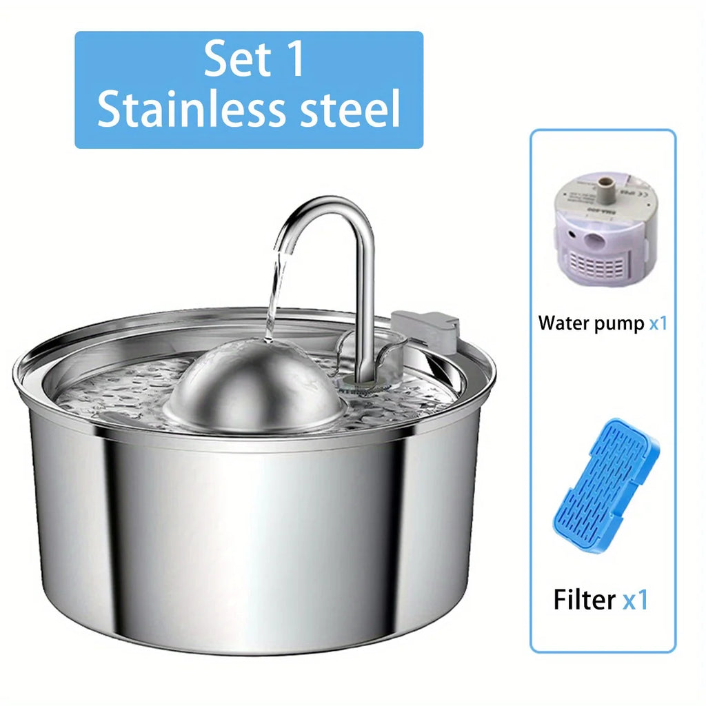 3.2L Ultra-Quiet Stainless Steel Cat Water Fountain Eco-Friendly Luxurious Pet Drinking Fountain with Automatic Filter Sensor