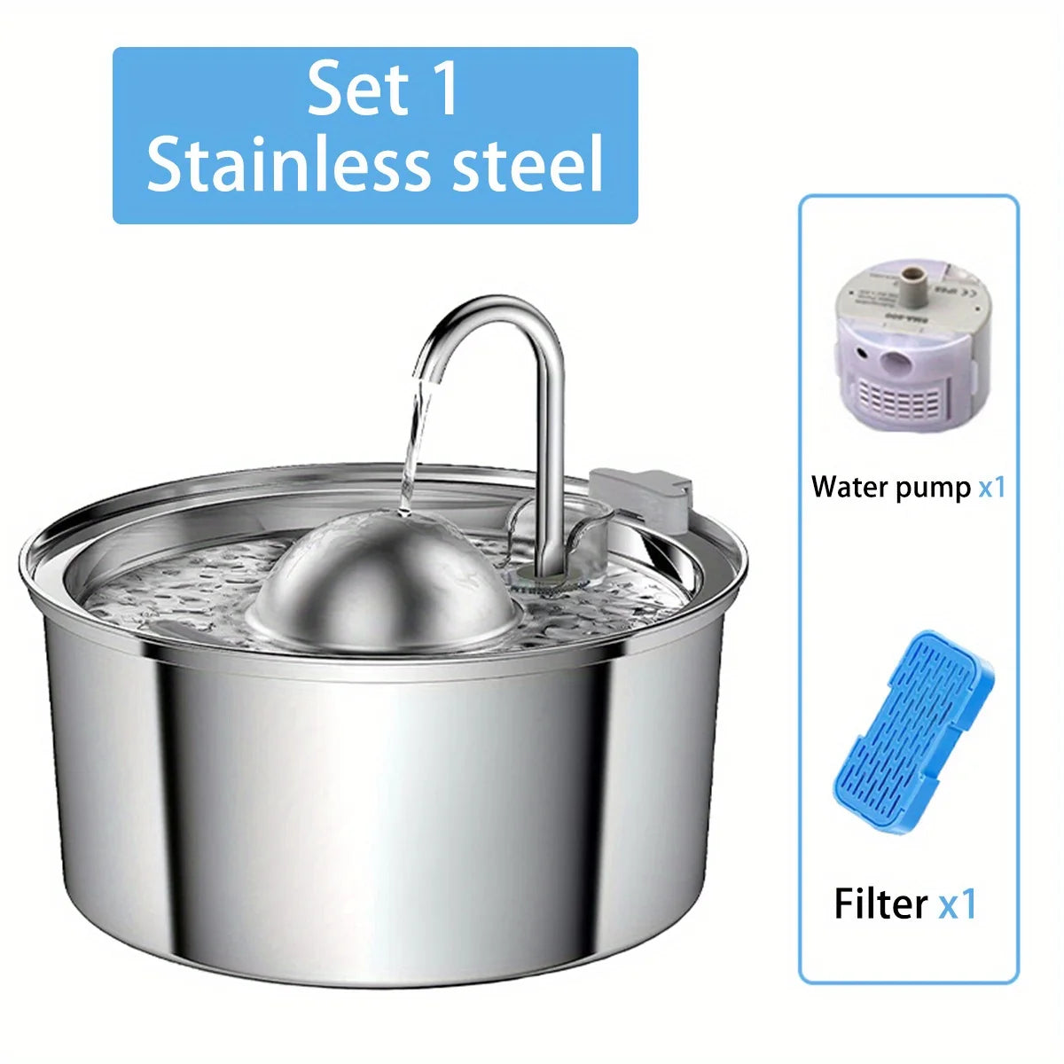 3.2L Ultra-Quiet Stainless Steel Cat Water Fountain Eco-Friendly Luxurious Pet Drinking Fountain with Automatic Filter Sensor