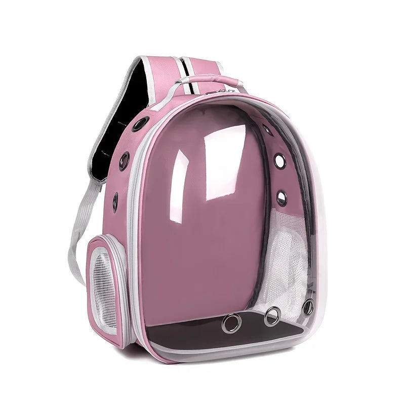 Large Capacity Cat Backpack Transparent Pet Carrier with Breathable Design Portable Double Shoulder Bag for Cats with Zip