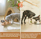 Elevated Dog Bowls Raised 15 Degree Pet Bowls for Cats Small Dogs Raised Wooden Dog Food Feeder with 3 Stainless Steel Pet Bowls
