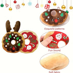 Christmas Medium Size Eco-Friendly Dog Chewing Toys Plush Sound Making Cartoon Donuts Antlers & Cotton Pet Toys