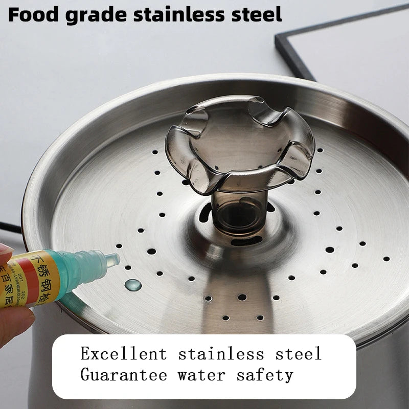 304 Stainless Steel Smart Cat Water Fountain Feeder 2.5L Automatic Pet Water Dispenser Large Capacity Filter Cat Water Feeder