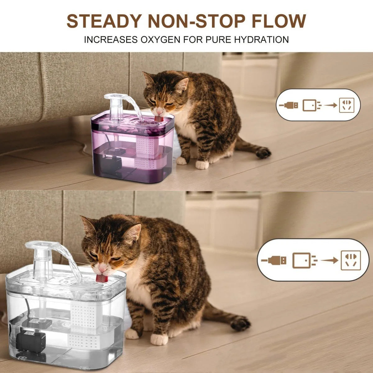 Custom 1.5L Automatic Pet Water Fountain for Cats & Dogs USB Quiet Cat Water Fountain Cat Drinking Fountain with Light