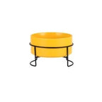 Ceramic Dog Bowls Set Stainless Steel Pet Feeder with Holder Double Bowls for Cats and Small Dogs